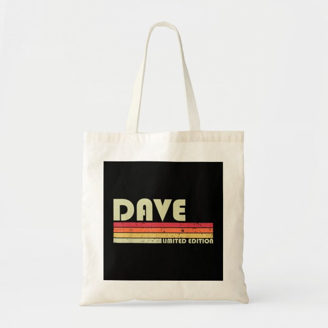 Bolso De Tela Nombre de regalo DAVE Personalizado Funny Retro Vi (Frente)