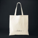 Bolso De Tela Nombre de script de personalizado simple<br><div class="desc">Personalizado Neutral Nombre de la etiqueta Tote Bag. Sencillo y moderno.</div>