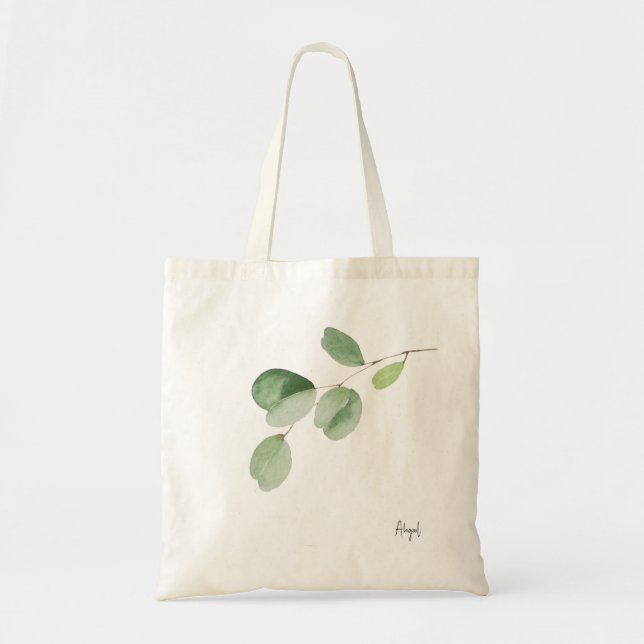 Bolso De Tela Nombre de Simpe Eucalyptus Bridesmaid Gift (Frente)