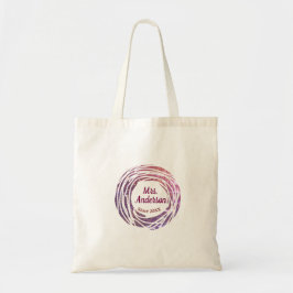 Bolso De Tela nombre de sra rosa malva borde desde año boda novi
