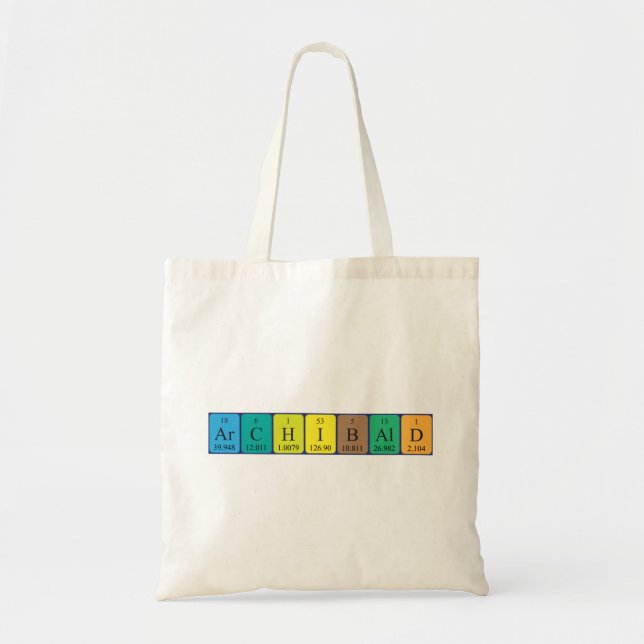 Bolso De Tela Nombre de tabla periódica Archibald tote bag (Frente)