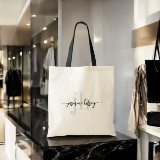 Bolso De Tela Nombre de tendencia simple e iniciales