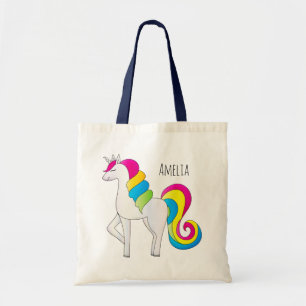 Bolso De Tela Nombre de unicornio arcoiris ilustrado mágico Chi