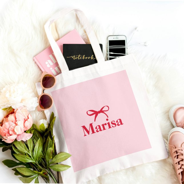 Bolso De Tela Nombre de vaca rosa y rojo personalizado (Subido por el creador)