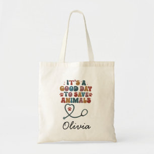 Bolso De Tela nombre de veterinario personalizado, animal person