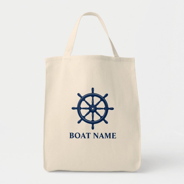 Bolso De Tela Nombre del barco Buques Helm Eco Friendly Grocery (Frente)