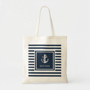 Bolso De Tela Nombre del barco Cuerda de ancla náutica rayas azu