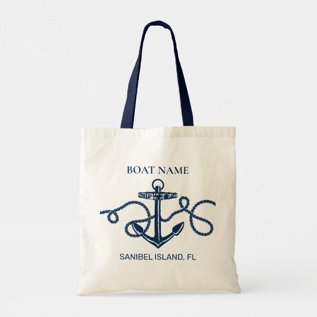 Bolso De Tela Nombre del barco personalizado Anclaje Náutico (Reverso)