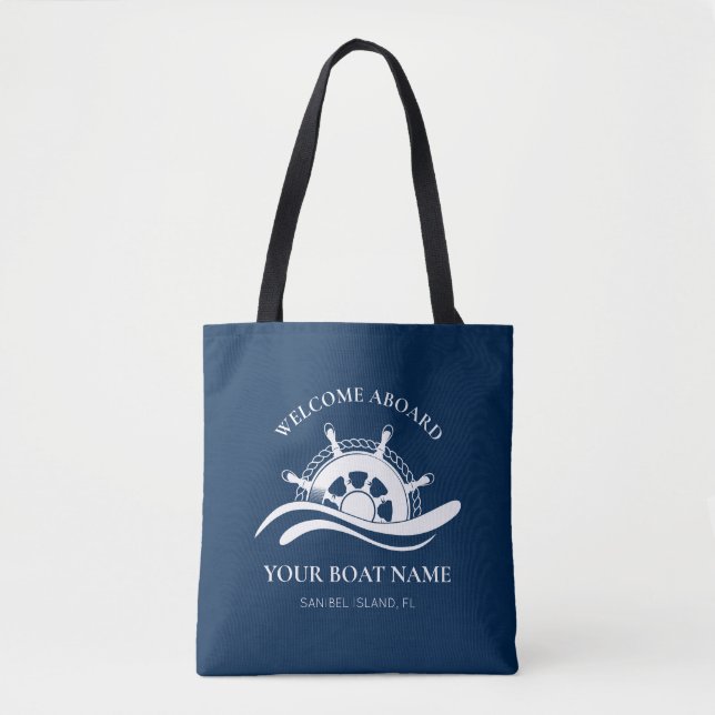 Bolso De Tela Nombre del barco Rueda náutica (Anverso)