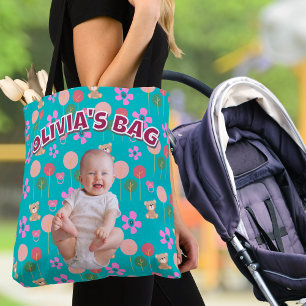 Bolso De Tela Nombre del bebé personalizado y regalo de Teddy Tu
