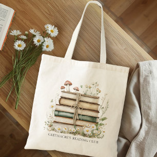 Bolso De Tela Nombre del club de lectura de libros de acuarela y