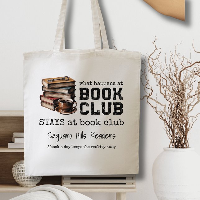 Bolso De Tela Nombre del club del libro personalizado Bookish Fu (vintage book club name book lovers tote bags for librarian readers gift ideas for him her coffee key)