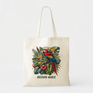 Bolso De Tela Nombre del complemento de loro tropical cúbico