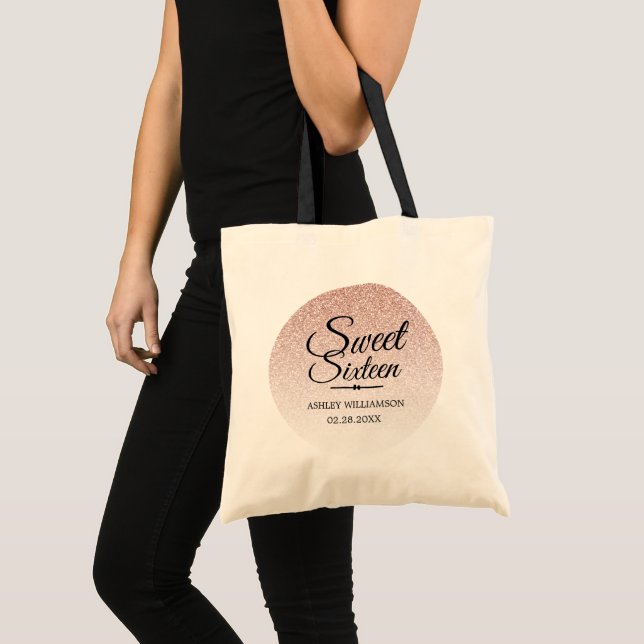 Bolso De Tela Nombre del cumpleaños de Ombre del purpurina (Anverso (producto))