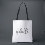 Bolso De Tela Nombre del guión de la dama de honor del personali<br><div class="desc">Una bolsa blanca moderna de moda con el nombre de un guión negro y el corazón dorado, perfecta para una propuesta de dama de honor. Las damas de honor pueden llenar su tote con lo esencial para los viajes de la Bachelorette Party, o para los elementos esenciales para traer la...</div>