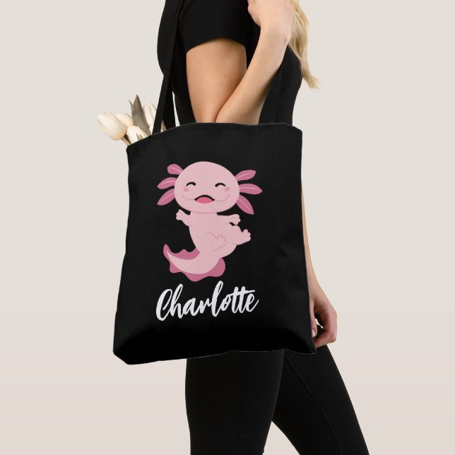 Bolso De Tela Nombre del monograma Axolotal rosado (Detalle)