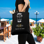 Bolso De Tela Nombre del monograma blanco negro del equipo de cr<br><div class="desc">Un fondo negro,  decorado con un crucero y el texto: Escuadrón de cruceros. Personalice y agregue sus iniciales de monograma y nombre completo.</div>