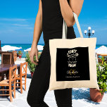 Bolso De Tela Nombre del monograma blanco negro del equipo de cr<br><div class="desc">Un fondo negro,  decorado con un crucero y el texto: Escuadrón de cruceros. Personalice y agregue sus iniciales de monograma y nombre completo. Atrás: sin diseño</div>