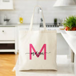 Bolso De Tela Nombre del Monograma de Giro de Guión Moderno Cali<br><div class="desc">Lleve sus productos básicos con estilo con nuestro Hot Pink Modern Script Girly Monograma Nombre Tote Bag! Este tote, con un diseño llamativo de color rosa intenso, está personalizado con su nombre en un guión moderno de moda para un estilo moderno y personalizado. Perfecto para ir de compras, ir a...</div>