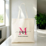 Bolso De Tela Nombre del Monograma de Giro de Guión Moderno Cali<br><div class="desc">Lleve sus productos básicos con estilo con nuestro Hot Pink Modern Script Girly Monograma Nombre Tote Bag! Este tote, con un diseño llamativo de color rosa intenso, está personalizado con su nombre en un guión moderno de moda para un estilo moderno y personalizado. Perfecto para ir de compras, ir a...</div>