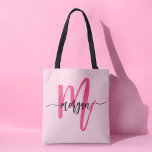 Bolso De Tela Nombre del Monograma de Giro de Guión Moderno Cali<br><div class="desc">Lleve sus productos básicos con estilo con nuestro Hot Pink Modern Script Girly Monograma Nombre Tote Bag! Este tote, con un diseño llamativo de color rosa intenso, está personalizado con su nombre en un guión moderno de moda para un estilo moderno y personalizado. Perfecto para ir de compras, ir a...</div>