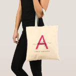 Bolso De Tela Nombre del Monograma de Giro de Guión Moderno Cali<br><div class="desc">La combinación perfecta de estilo y practicidad, esta bolsa de té personalizada presenta un impresionante monograma rosado caliente contra un fondo suave de color negro. Ideal para la persona que percibe la forma y la función, esta bolsa es tan versátil como la moda. Ya sea que te dirijas al mercado,...</div>