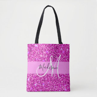 Bolso De Tela Nombre del monograma de parkol del Purpurina Glam 