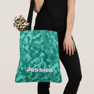 Bolso De Tela Nombre del monograma en el Camo Verde  