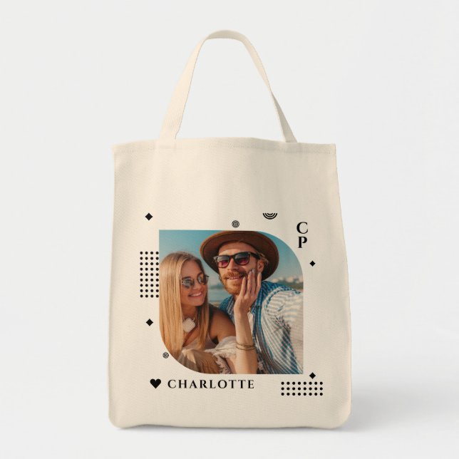 Bolso De Tela Nombre del monograma Foto de moda Simple Moderna (Frente)