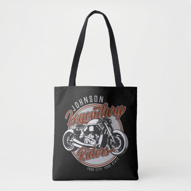 Bolso De Tela NOMBRE del motociclista legendario personalizado (Anverso)