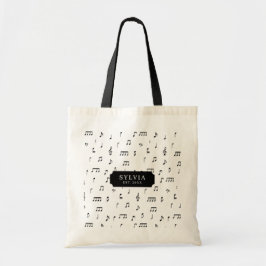 Bolso De Tela Nombre del patrón de patrón de notas musicales en 