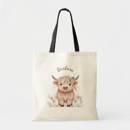 Bolso De Tela Nombre del personalizado Cute Highland Cow