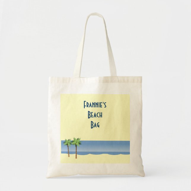 Bolso De Tela Nombre del personalizado de la escena de la playa (Frente)