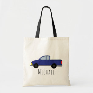 Bolso De Tela Nombre del Personalizado del Camión azul de recol