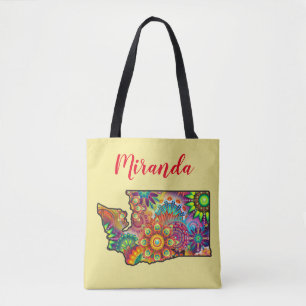 Bolso De Tela Nombre del Personalizar Estado de Washington Esque