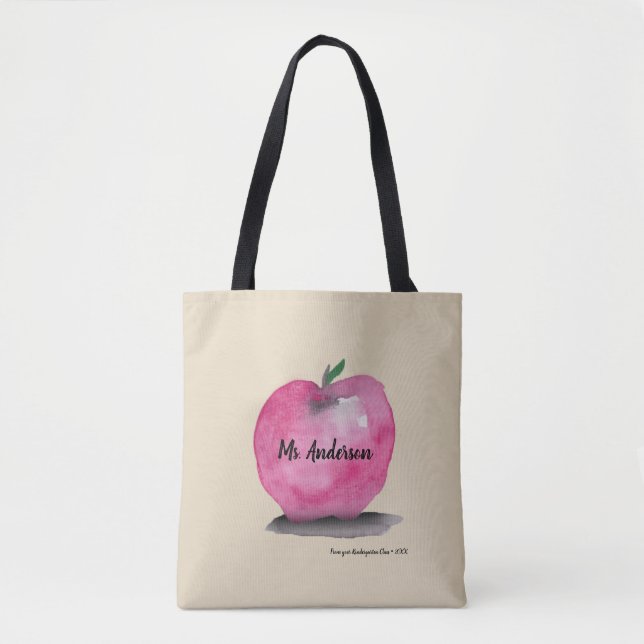 Bolso De Tela Nombre del profesor personalizado, Apple, estudian (Anverso)