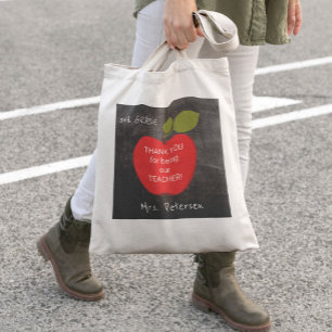 Bolso De Tela Nombre del profesor   pizarra de manzanas rojas gr