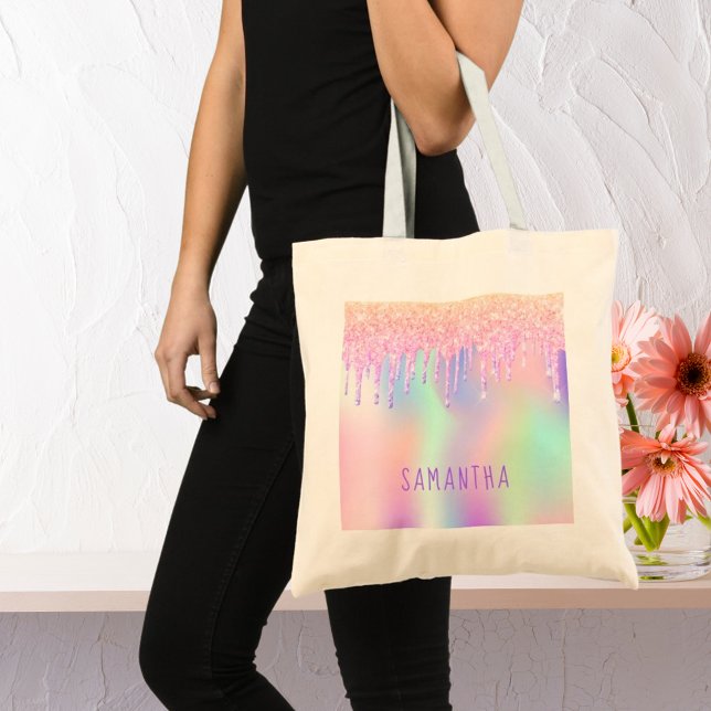 Bolso De Tela Nombre del purpurina de menta púrpura rosa (Subido por el creador)
