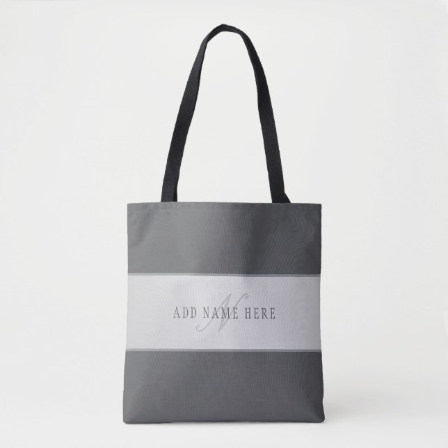 Bolso De Tela Nombre elegante y letra de monograma (u otro texto (Anverso)