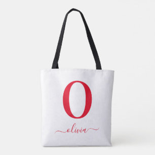 Bolso De Tela Nombre en letra manuscrita de monograma Personaliz