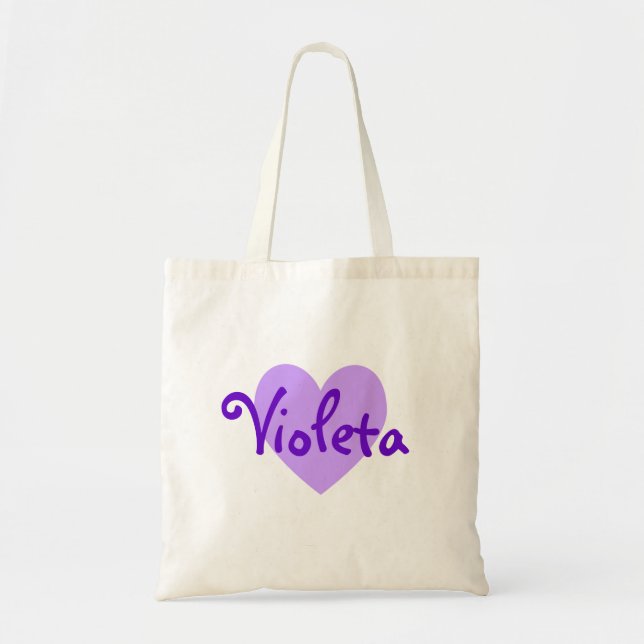 Bolso De Tela Nombre en morado (Frente)