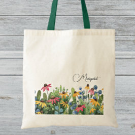 Bolso De Tela Nombre Fantasioso sobre Flores Silvestres de Veran