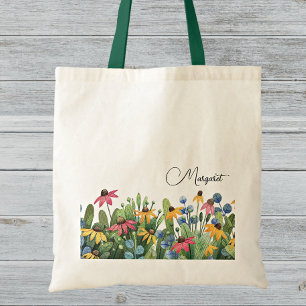 Bolso De Tela Nombre Fantasioso sobre Flores Silvestres de Veran