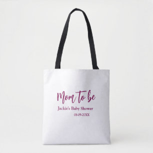 Bolso De Tela nombre fecha de ducha de bebé por nacer rosa simpl