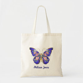 Bolso De Tela Nombre floral de mariposa dorada rosa azul lindo