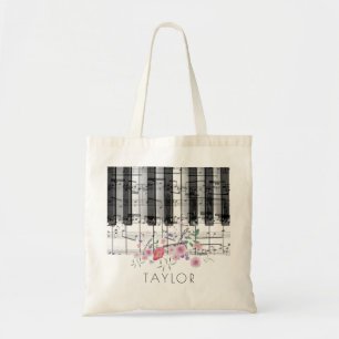 Bolso De Tela nombre floral de piano silvestre musical