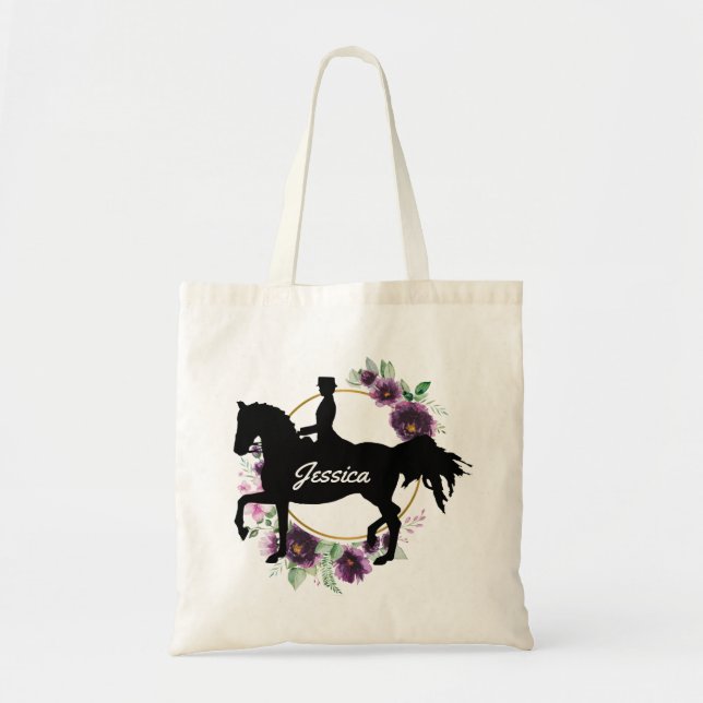 Bolso De Tela Nombre floral del caballo de cabalgata con traje p (Frente)