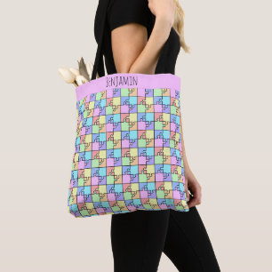 Bolso De Tela Nombre geométrico del rompecabezas de color arcoir