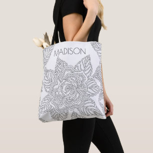 Bolso De Tela Nombre hermoso subió colorante del adulto de la