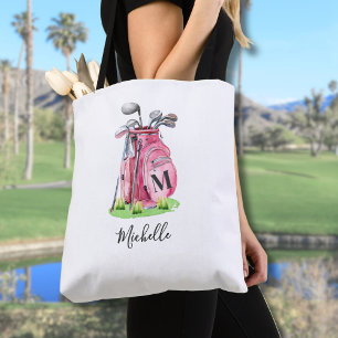 Bolso De Tela Nombre Inicial Monograma Rosa